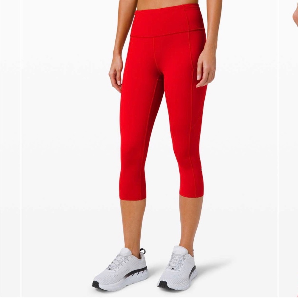 Lululemon 19” Fast and Free Red Cropped Leggings